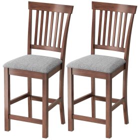 Counter Height Bar Stools with Padded Seat, High Back Kitchen Chairs Set of 2 for Dining Room, Gray and Dark Brown Counter Height Bar Stools with Padded Seat, High Back Kitchen Chairs Set of 2 for Dining Room, Gray and Dark Brown